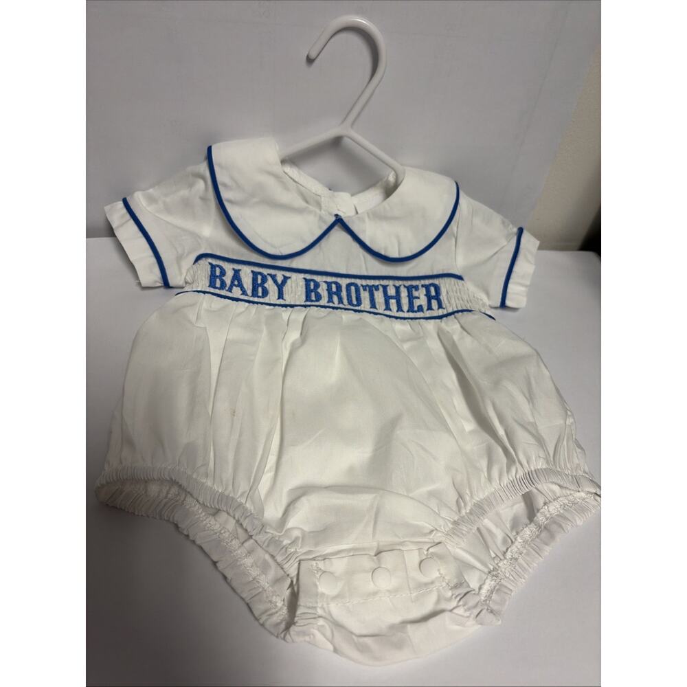 Baby Brother smocked Bubble Romper 0-3 months